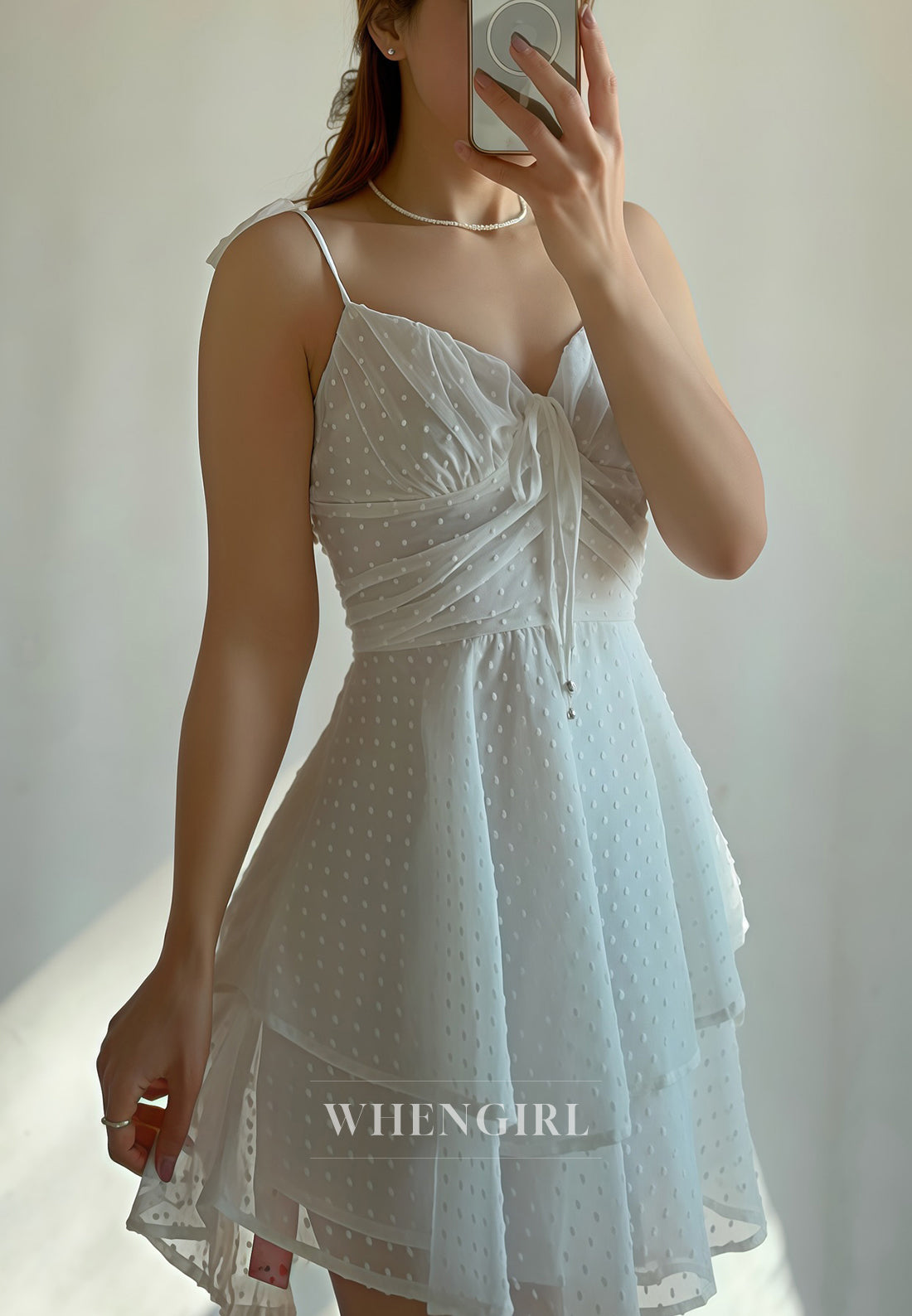 A-Line V Neck Spaghetti Straps Sleeveless Homecoming Dress