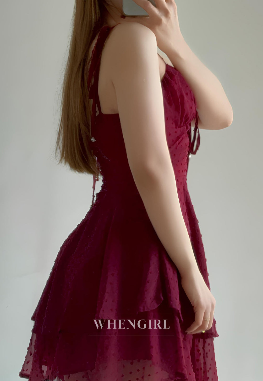 A-Line V Neck Spaghetti Straps Sleeveless Homecoming Dress