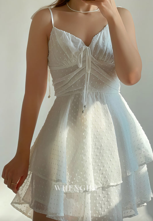 A-Line V Neck Spaghetti Straps Sleeveless Homecoming Dress