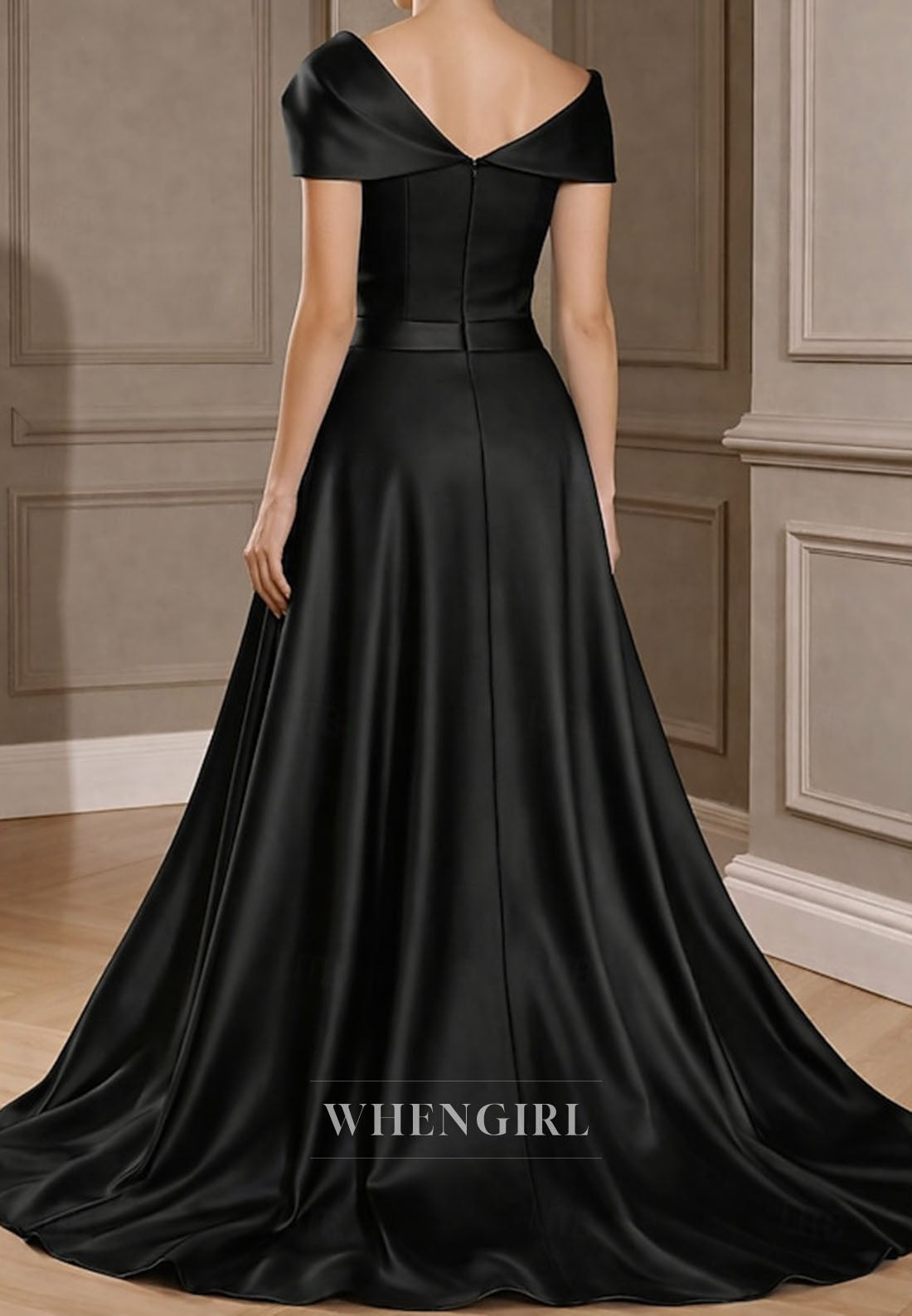 Jumpsuit V Neck Cap Sleves Ruched Formal Dress