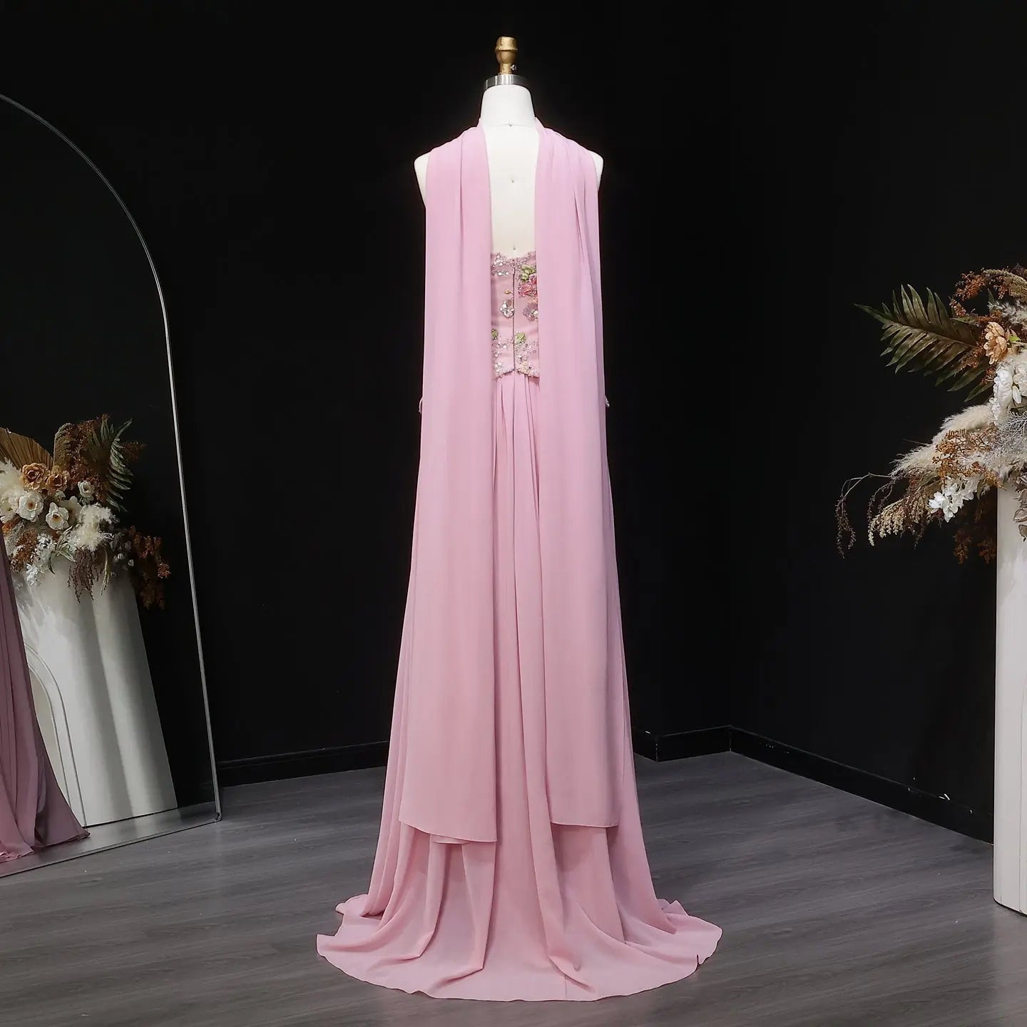 A-Line Off Shoulder Floral Formal Long Dress