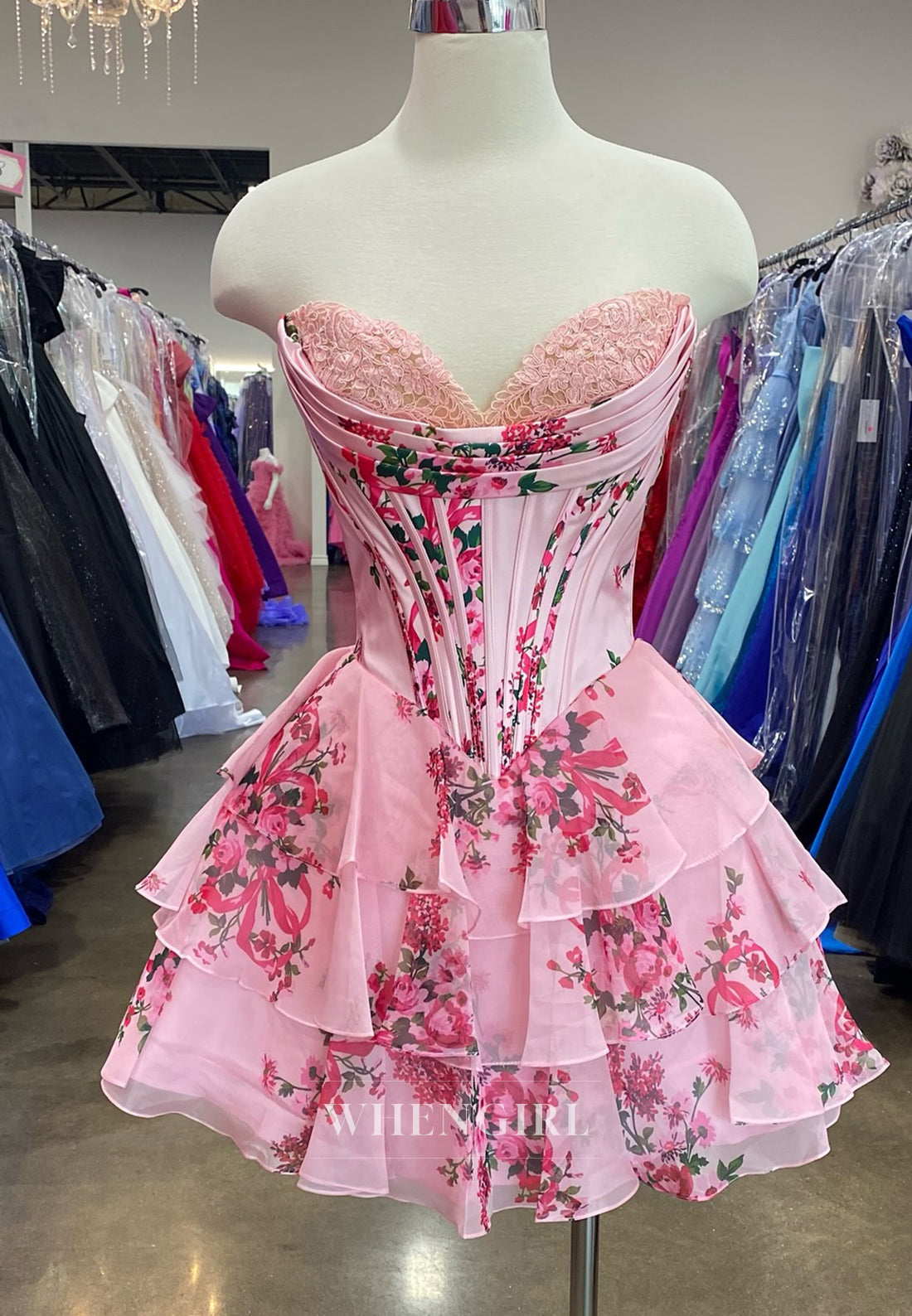 Sweetheart Sleeveless Floral A-Line Back Zipper Homecoming Dress