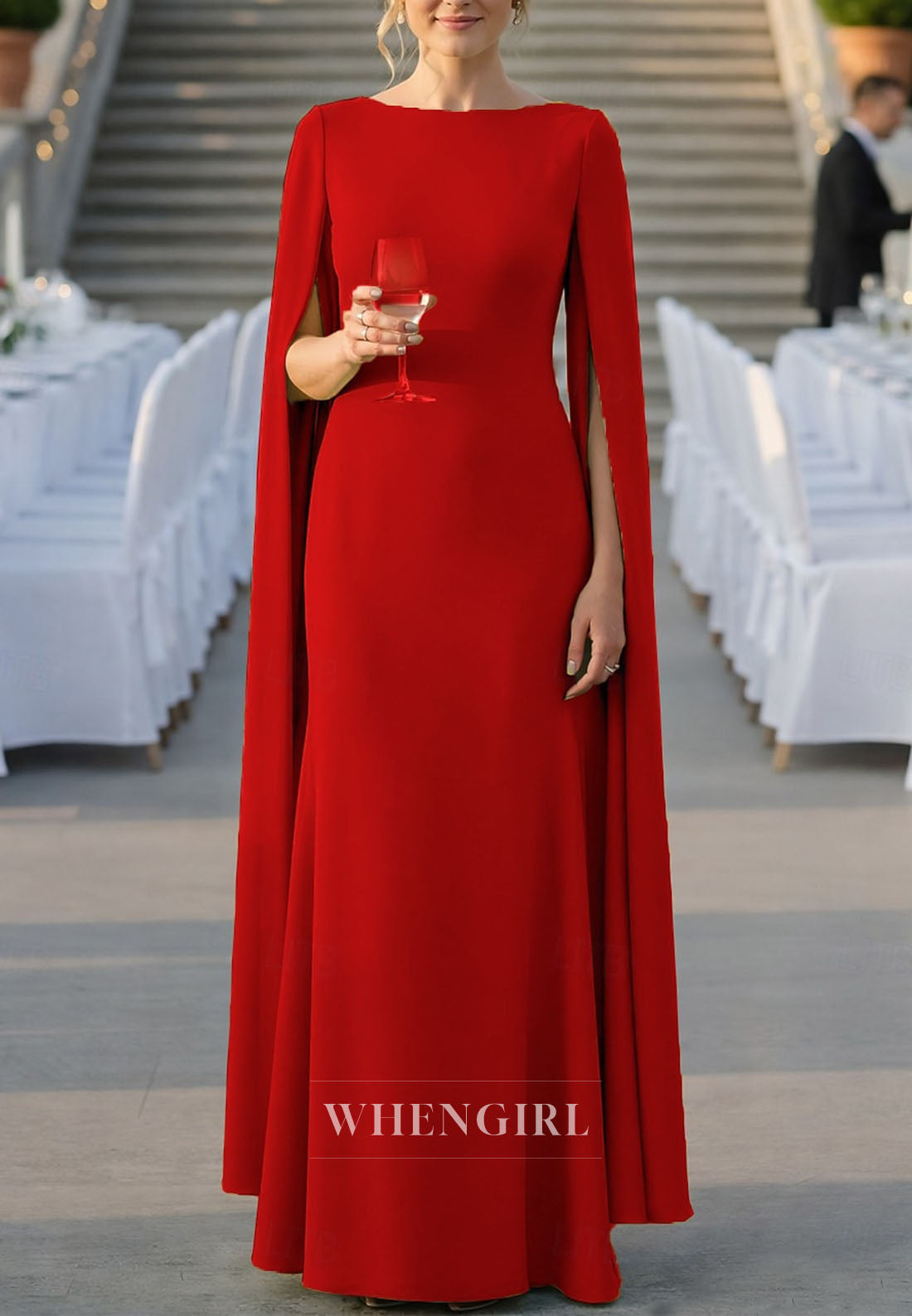 Trumpet Bateau Neck Long Sleeves Simple Mother of the Bride Dress