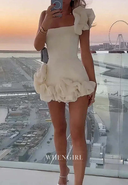 One Shoulder Ruched Sheath Sleeeveless Short Homecoming Dress