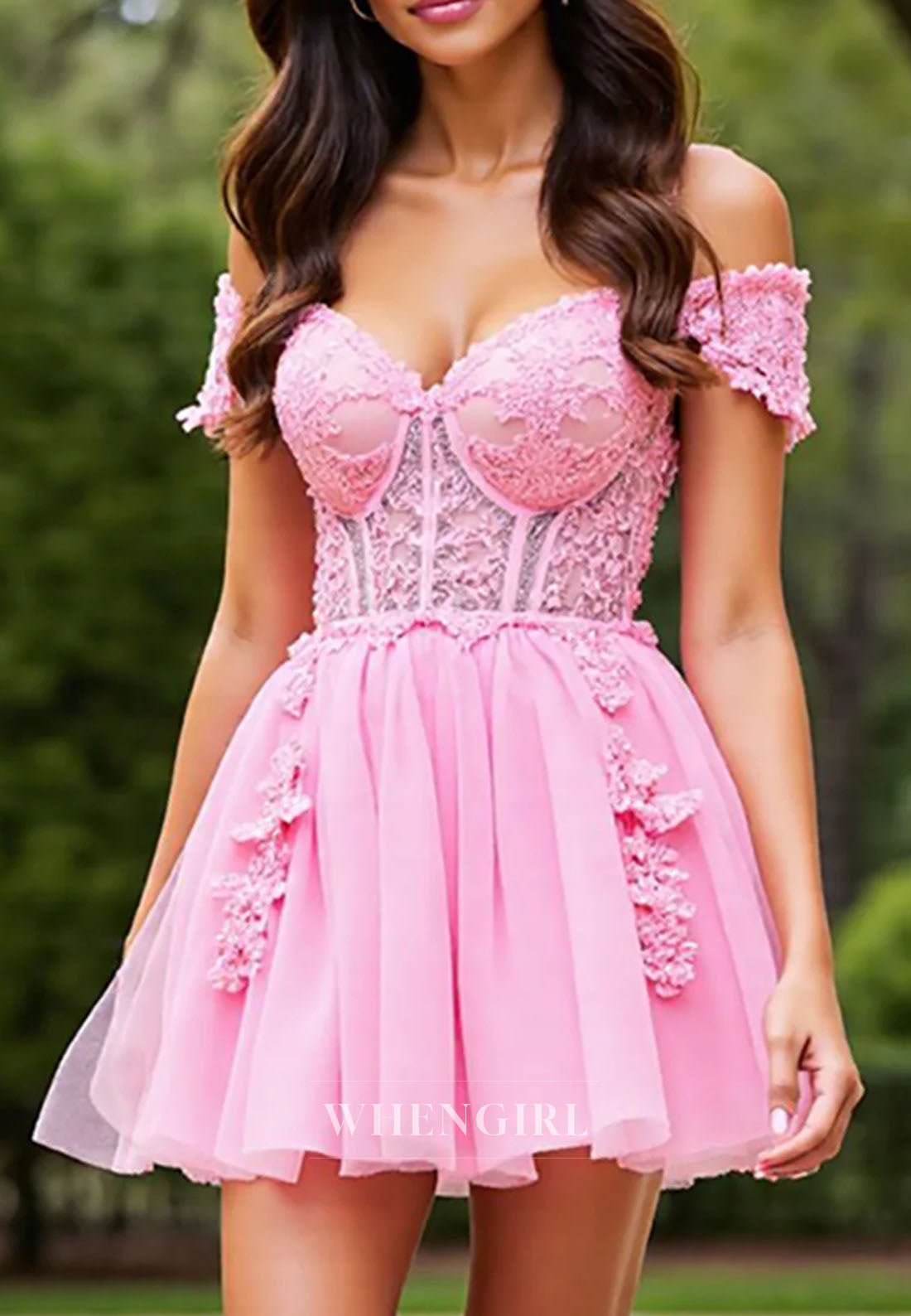 Candy Pink Sweetheart Appliqued Lace Sleeveless A-Line Short Homecoming Dress