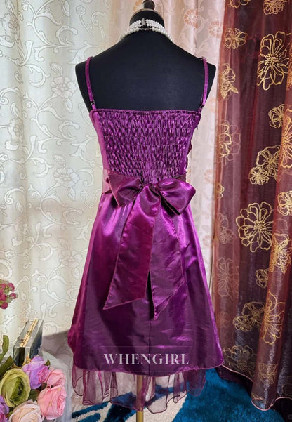 Grape 3D Flowers Sleeveless Pleated Appliqued Lace Sheath Short Homecoming Dress