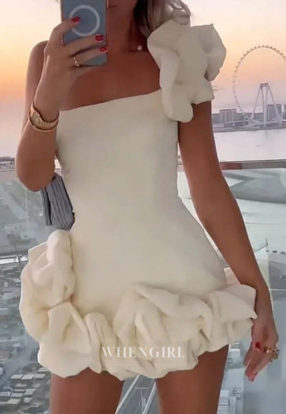 One Shoulder Ruched Sheath Sleeeveless Short Homecoming Dress