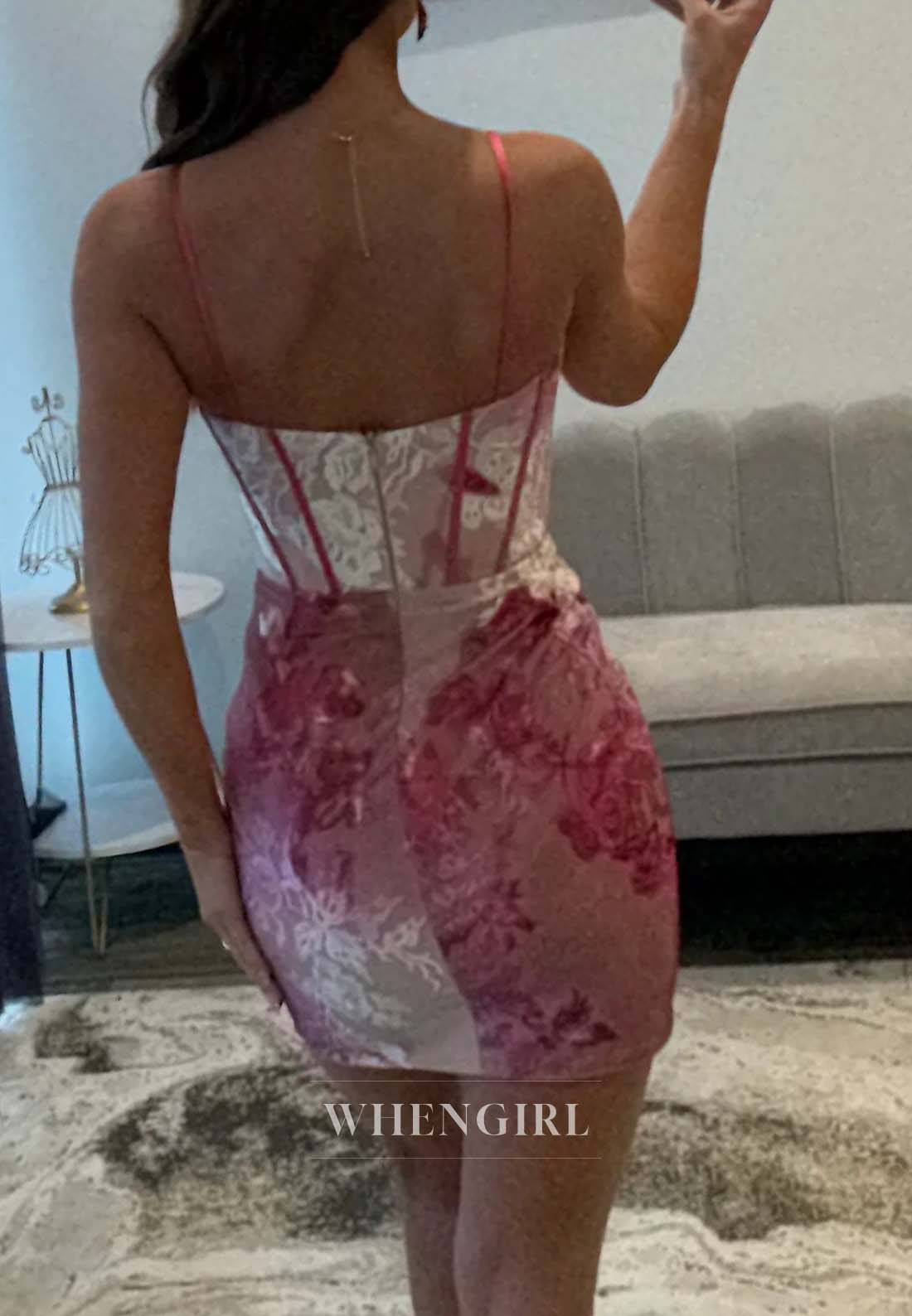 Sweetheart Spaghetti Straps Appliques Sleeveless Sheath Back Zipper Short Homecoming Dress