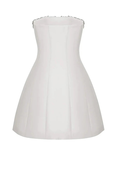 A-Line Beaded Sleeveless Strapless Short Homecoming Dress