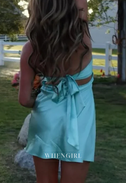 Sweetheart Sleeveless Cut Out Strapless Sheath Short Homecoming Dress