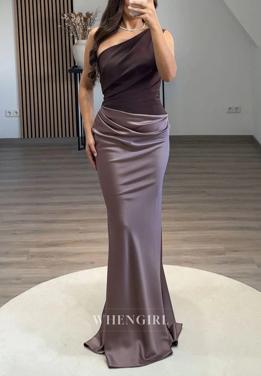 Sheath One Shoulder Sleevelss Pleated Evening Formal Dress