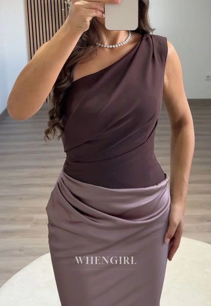 Sheath One Shoulder Sleevelss Pleated Evening Formal Dress