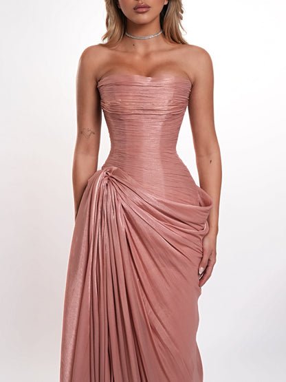 Graceful Sleeveless Split Pleated Prom Dress