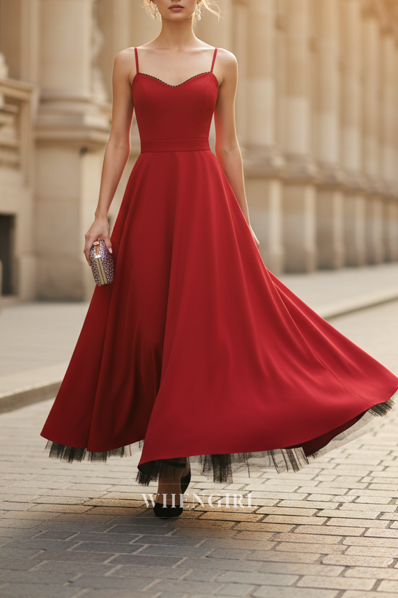 Burgundy Sweetheart A-Line Maxi Dress