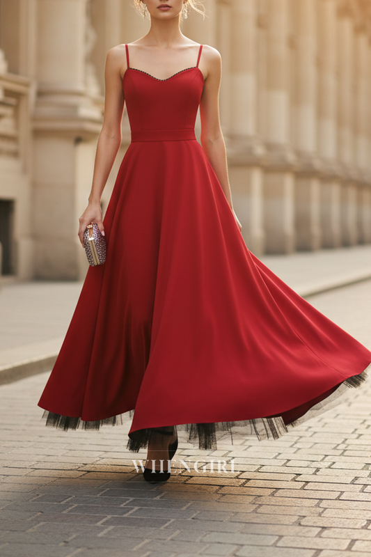 Burgundy Sweetheart A-Line Maxi Dress