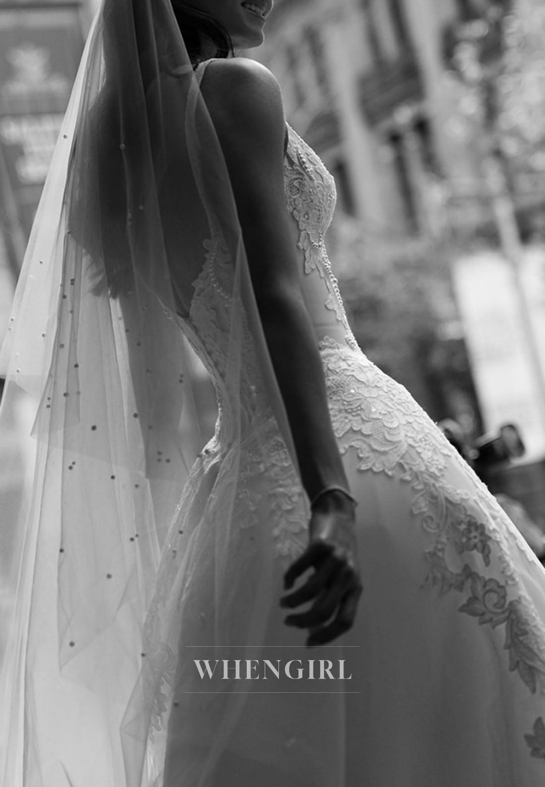 Sccop Neck Sleeveless Beaded Lace Ball Gown Wedding Dress