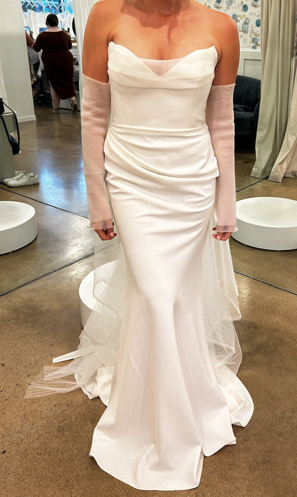White Strapless Mermaid Long Wedding Dress