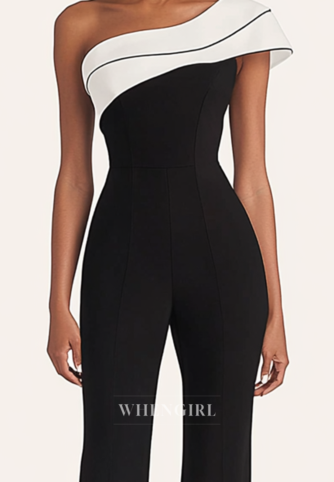 Daily Business Work Party Sloping Shoulder Satin Jumpsuit