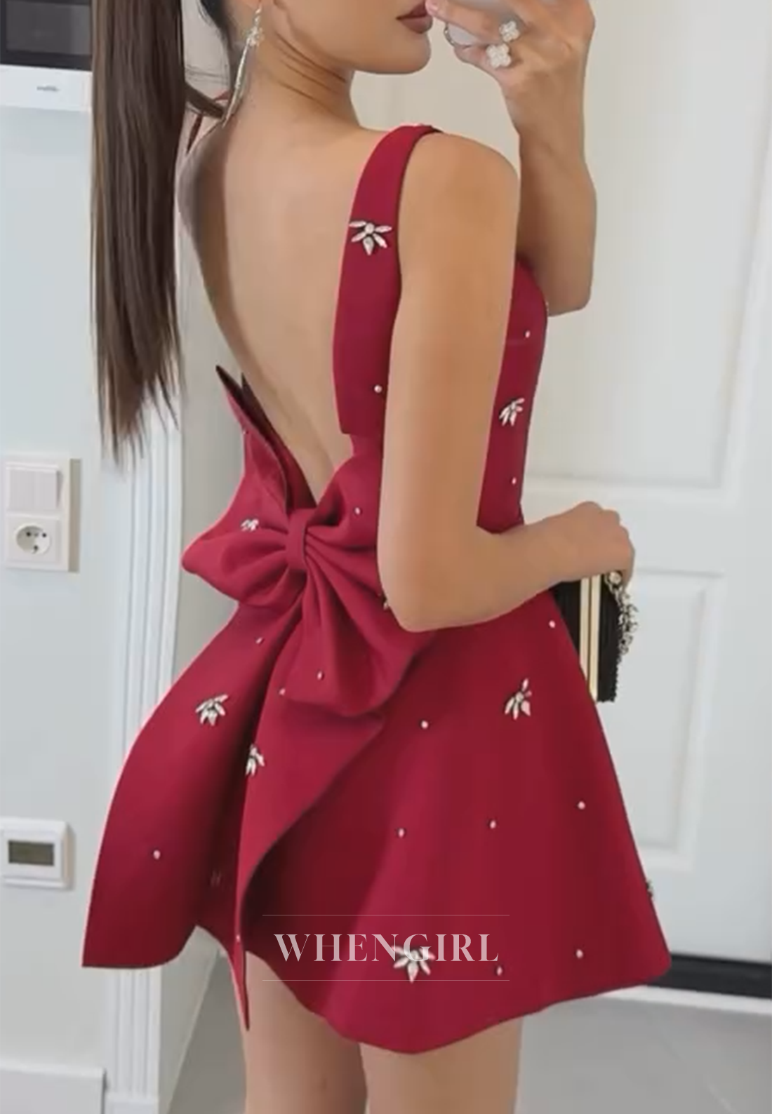 Square Neck Beaded Sleeveless A-Line Homecoming Dress