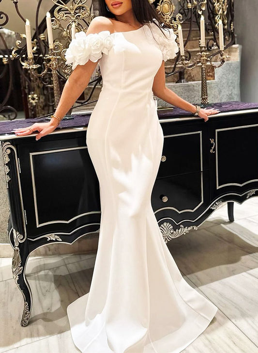 Trumpet/Mermaid One-Shoulder Elastic Satin Evening Dresses With Flower(s)Trumpet/Mermaid One-Shoulder Elastic Satin Evening Dresses With Flower(s)Trumpet/Mermaid One-Shoulder Elastic Satin Evening Dresses With Flower(s)