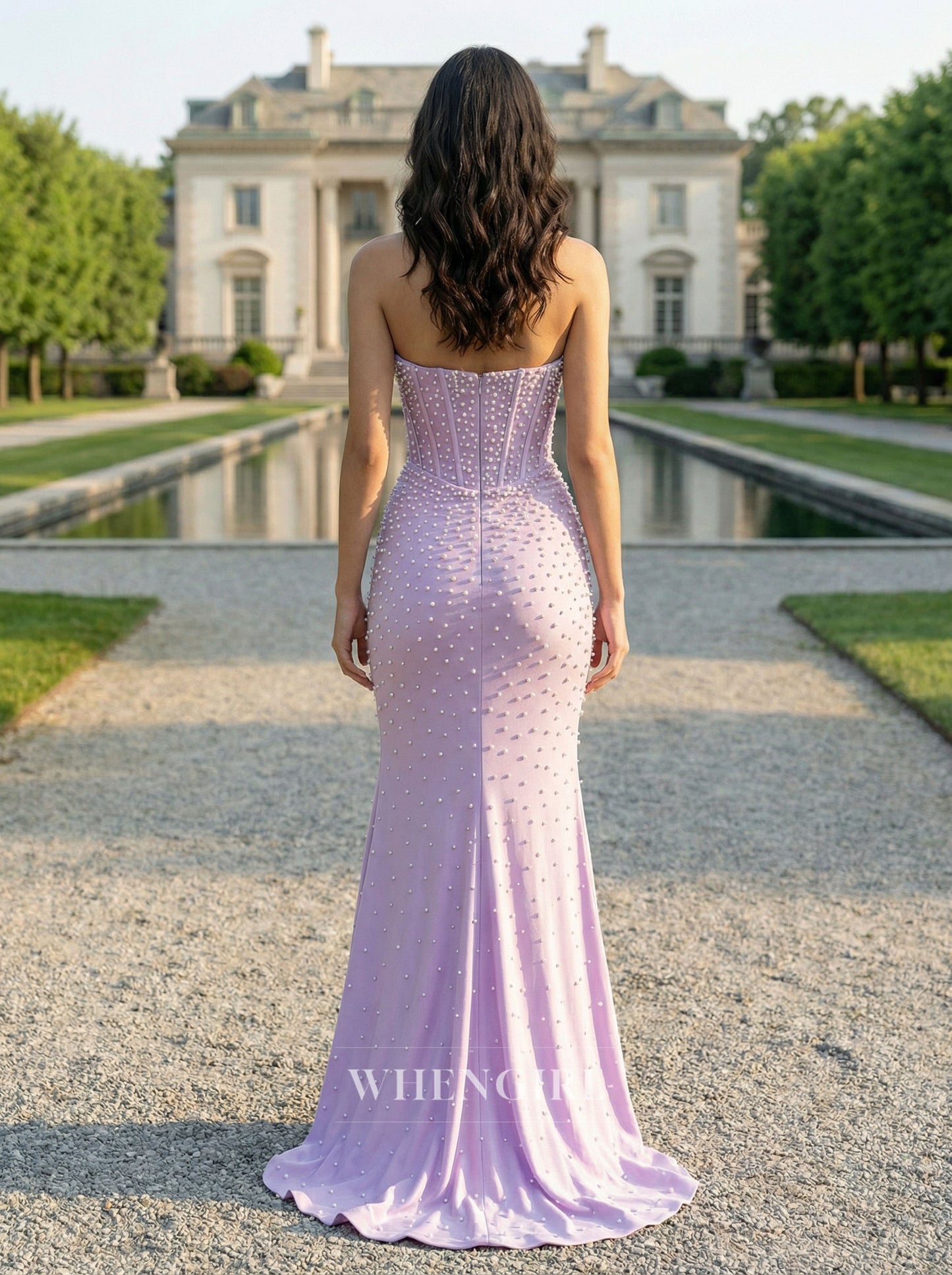 Mermaid Sweetheart Beaded Ruched Side Slit Sweep Train Prom Dress