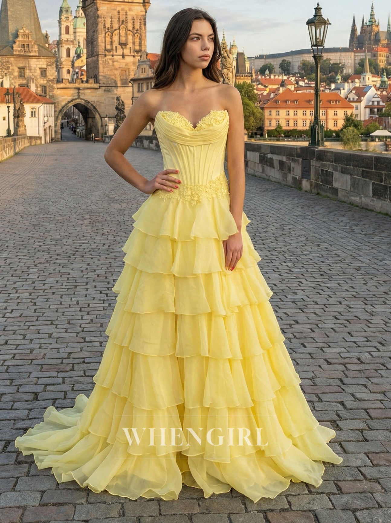 Sweetheart Ruffles A-Line Chiffon Prom Dress