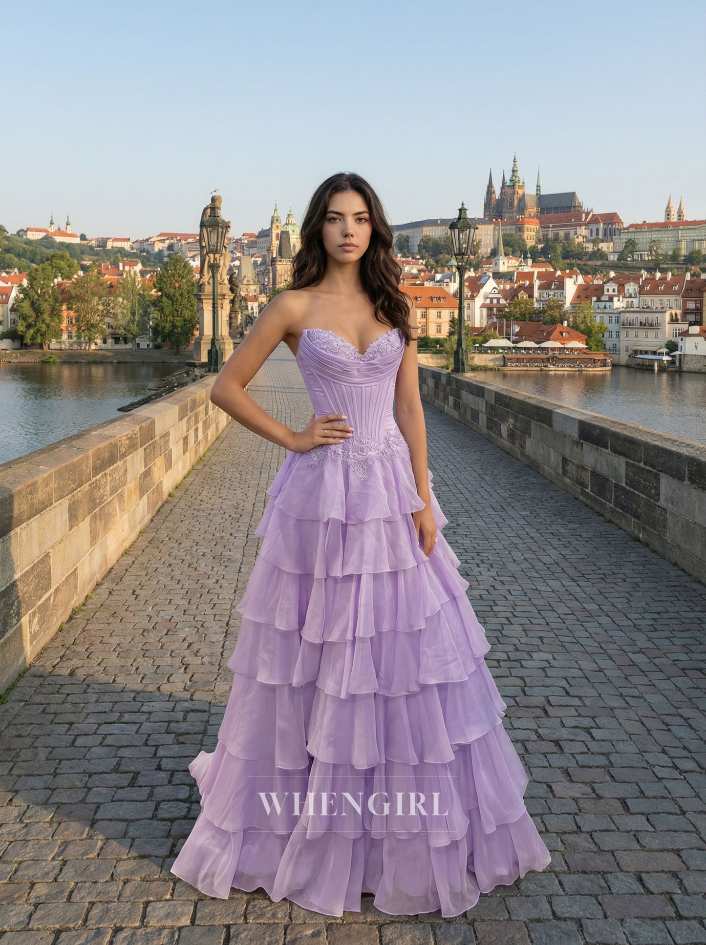 Sweetheart Ruffles A-Line Chiffon Prom Dress