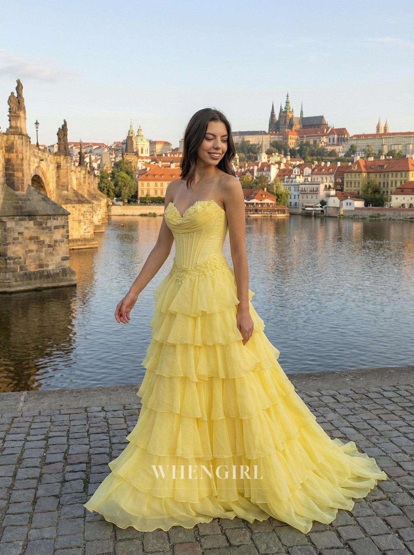 Sweetheart Ruffles A-Line Chiffon Prom Dress