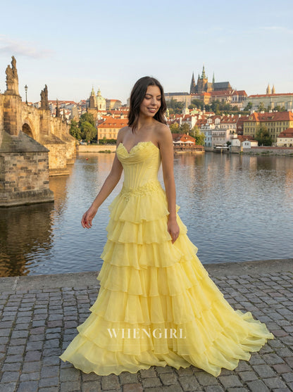 Sweetheart Ruffles A-Line Chiffon Prom Dress