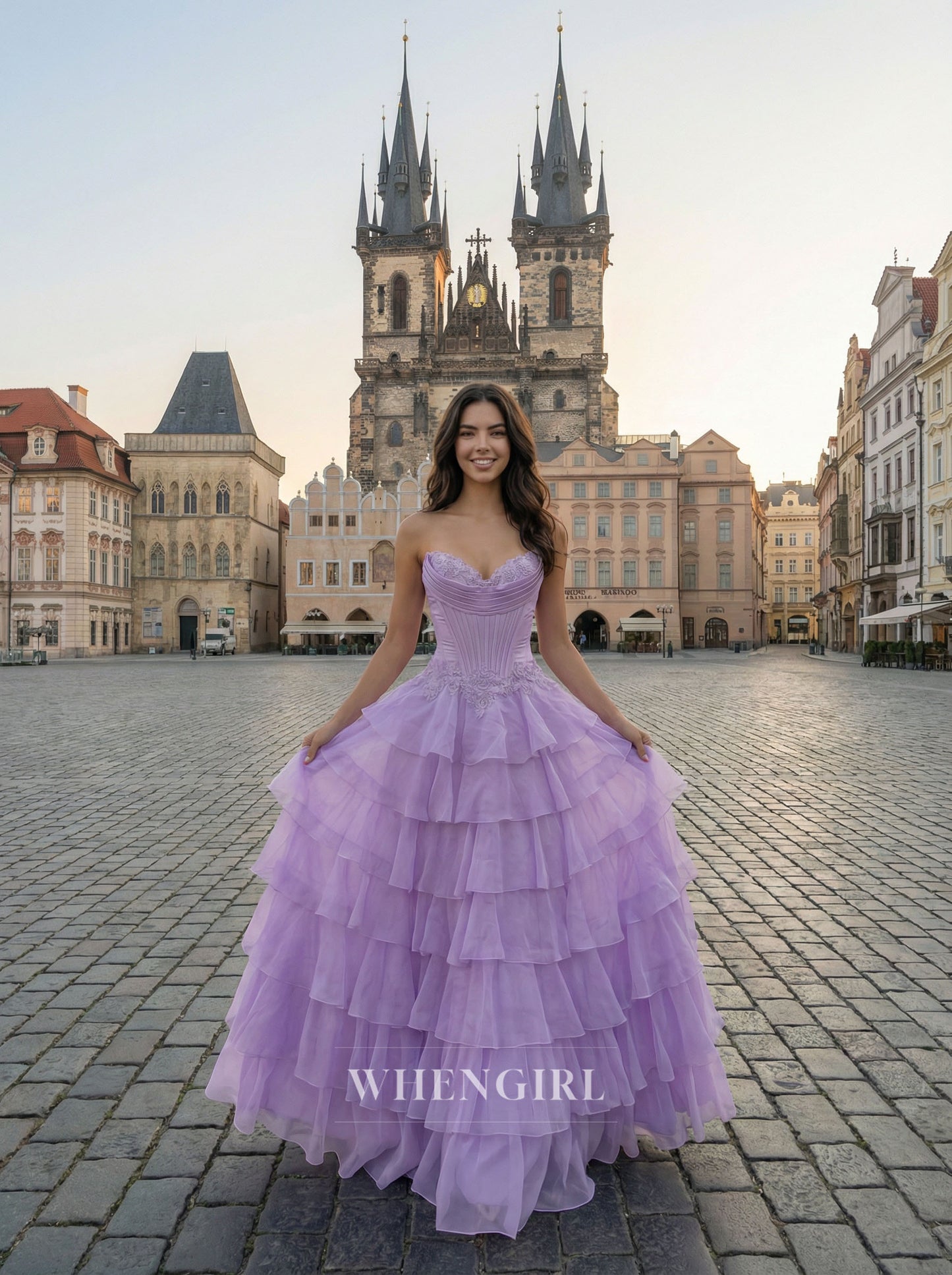 Sweetheart Ruffles A-Line Chiffon Prom Dress
