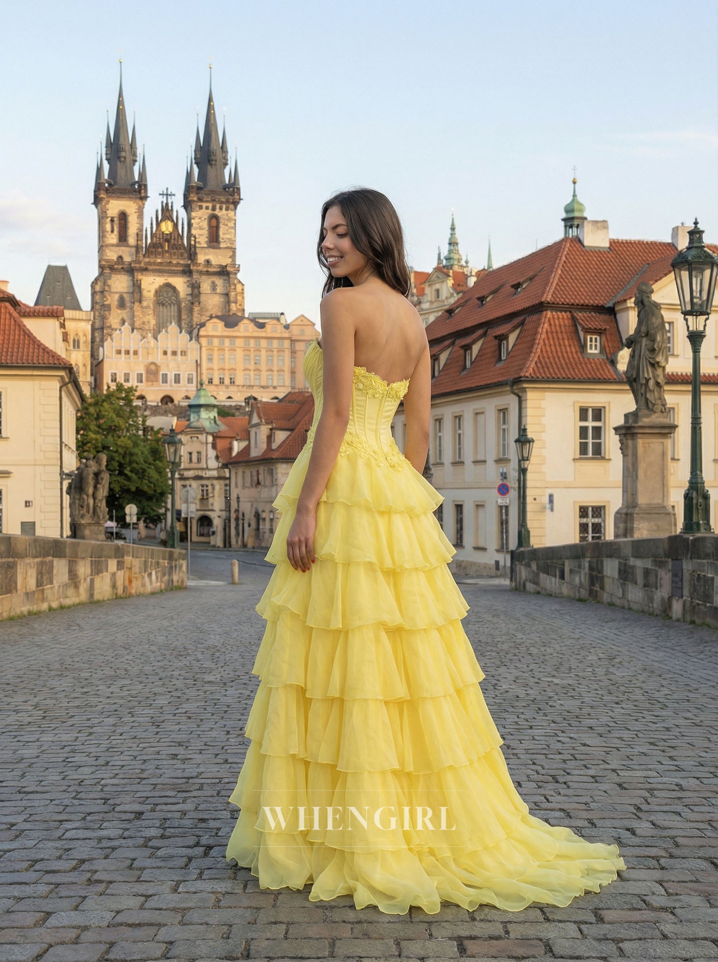 Sweetheart Ruffles A-Line Chiffon Prom Dress