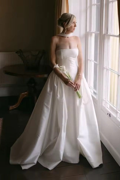 Drop Waist Wedding Gowns Ivory With Scarf