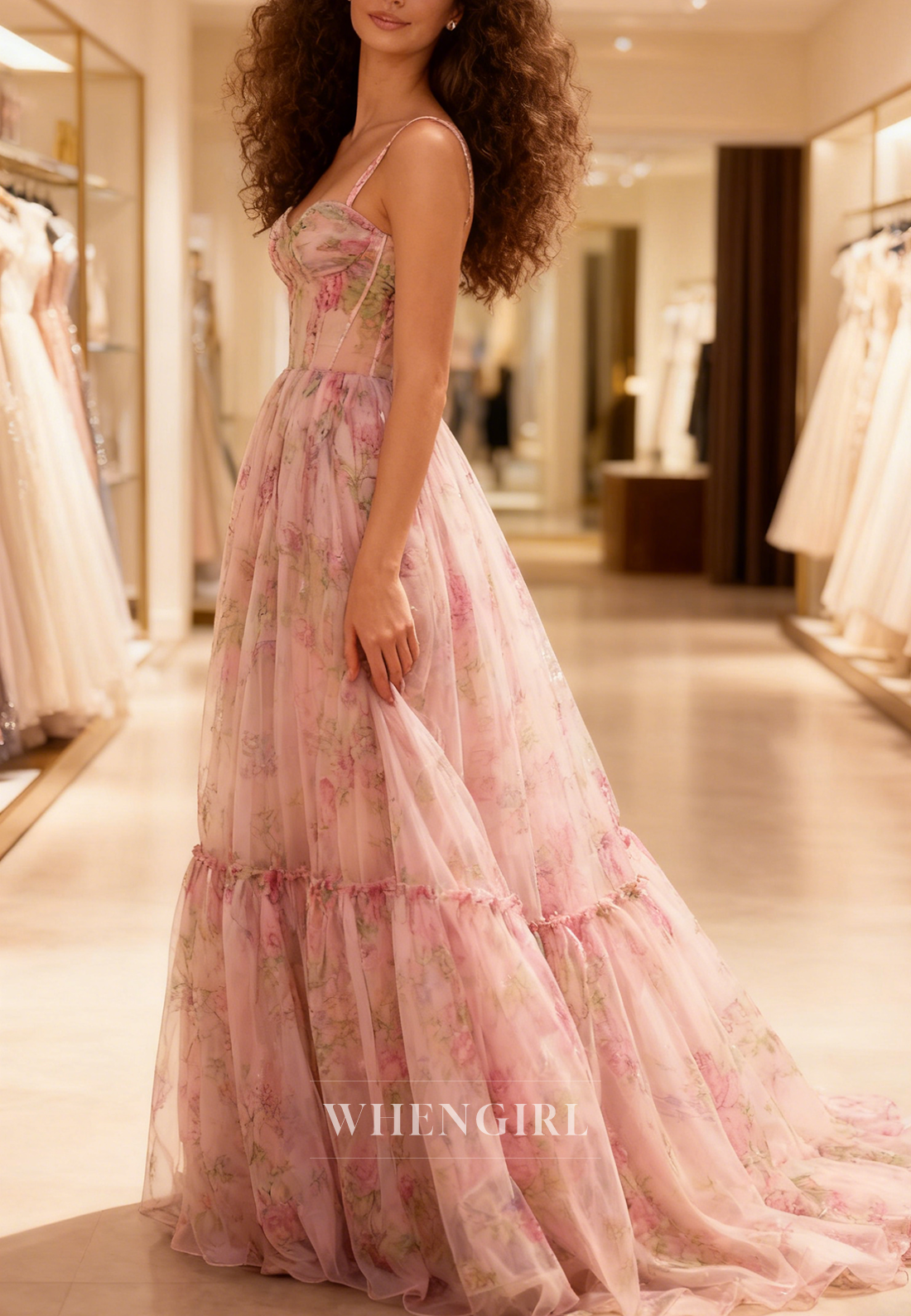 A-Line Spaghetti Straps Sweetheart Floor Length Prom Dress