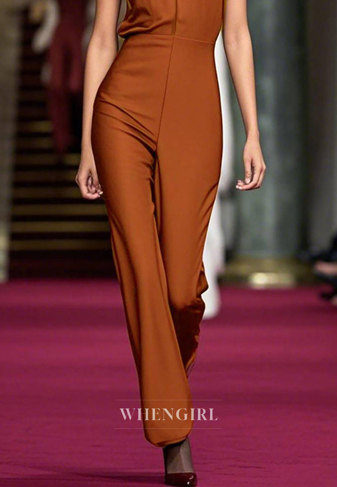 Daily Formal Jumpsuit Low V-neckSleeveless Slim-Fit Jumpsuit