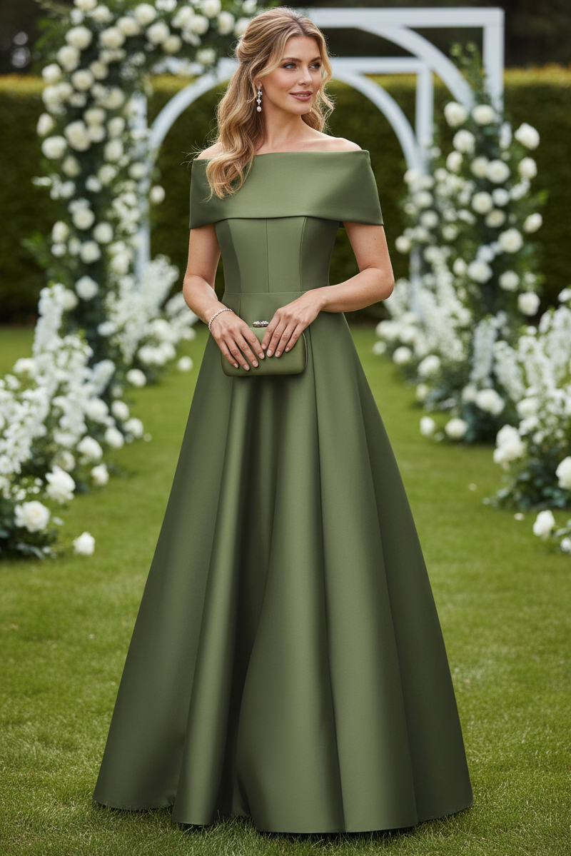 A-Line Off-The-Shoulder Sleeveless Floor-Length Mother Of The Bride Dress