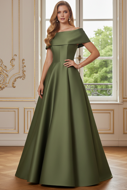 A-Line Off-The-Shoulder Sleeveless Floor-Length Mother Of The Bride Dress