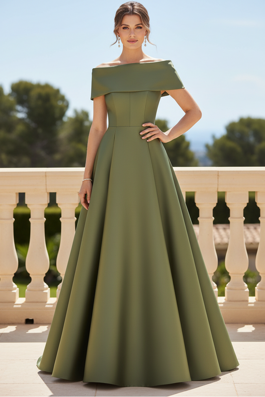 A-Line Off-The-Shoulder Sleeveless Floor-Length Mother Of The Bride Dress