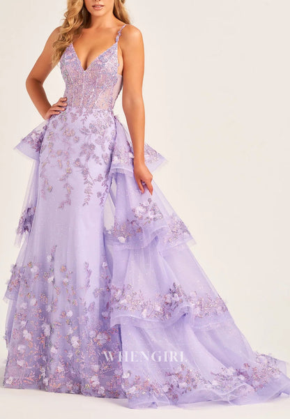 Sheath V Neck Sleeveless Appliqued Lace Up Prom Dress