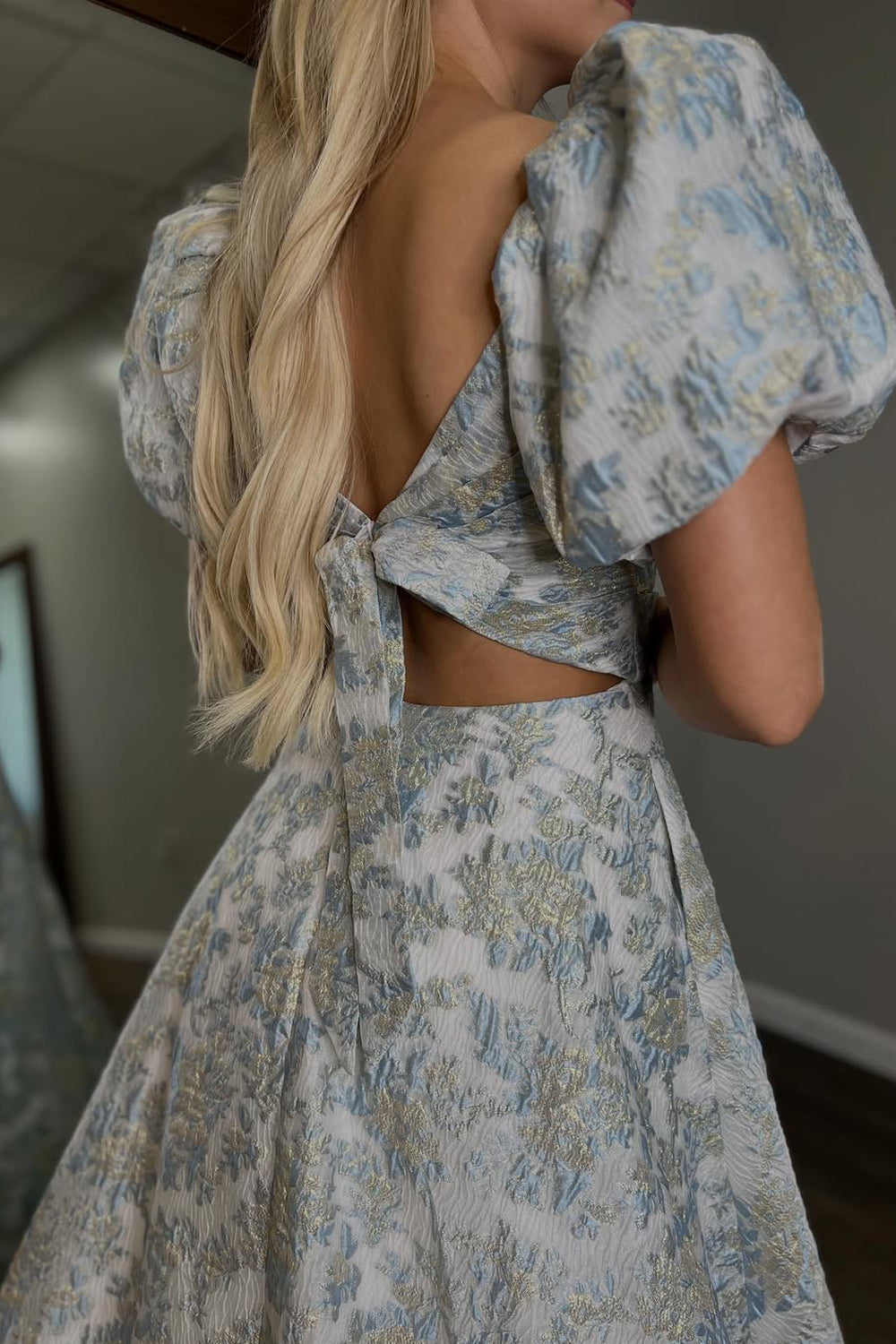 Gorgeous A Line Off the Shoulder Jacquard Satin Long Prom Dress with Slit