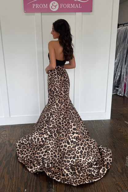 Cute Mermaid Sweetheart Leopard Floral Prom Dress