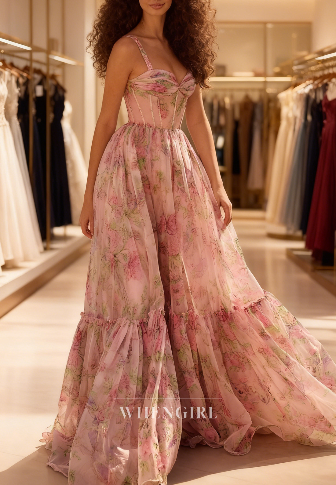 A-Line Spaghetti Straps Sweetheart Floor Length Prom Dress