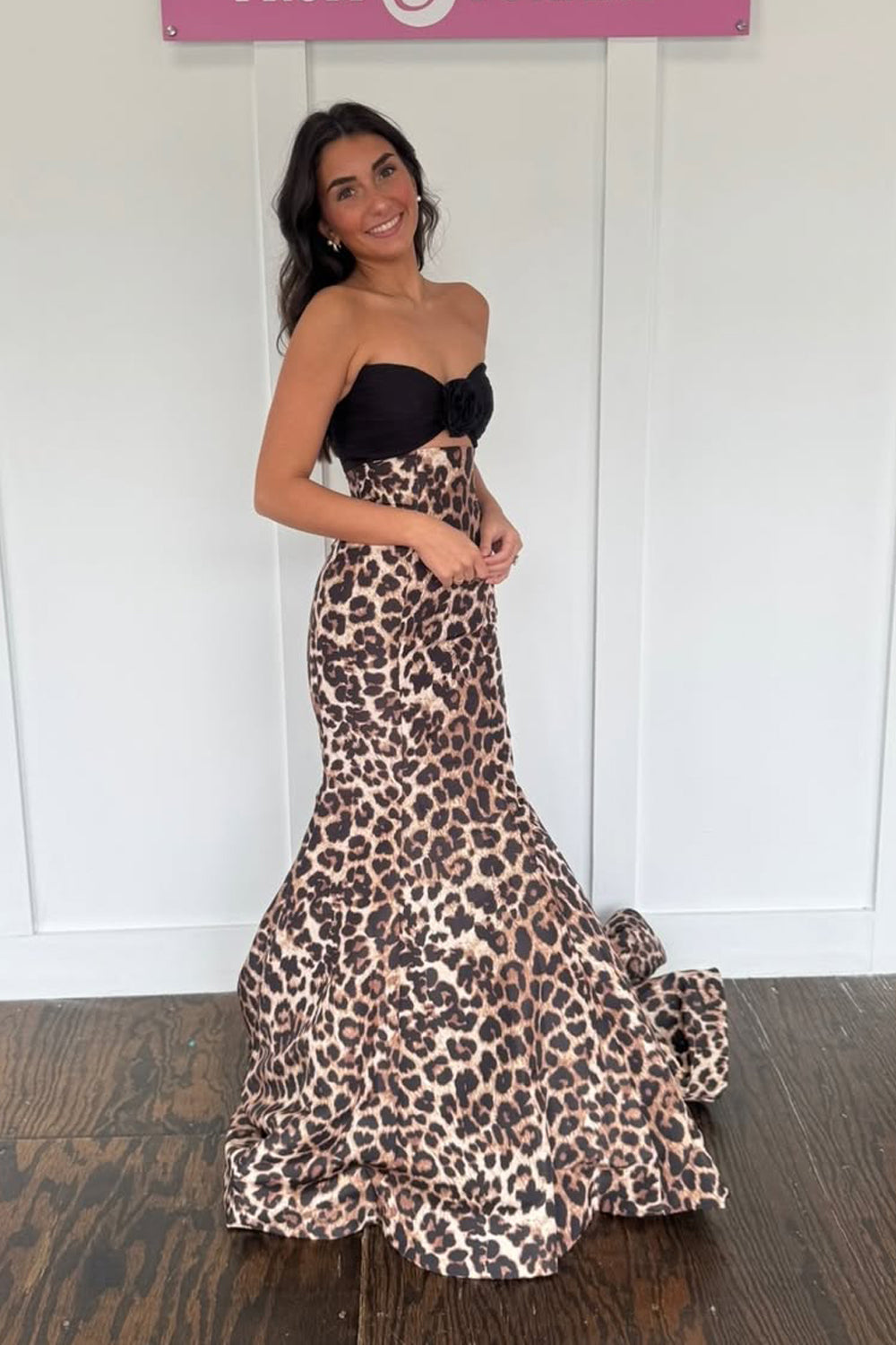 Cute Mermaid Sweetheart Leopard Floral Prom Dress