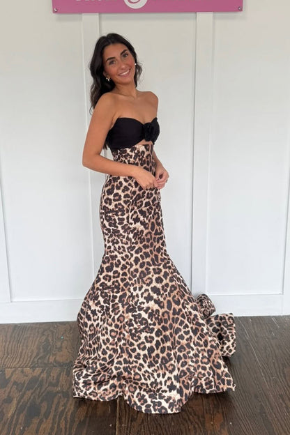 Cute Mermaid Sweetheart Leopard Floral Prom Dress