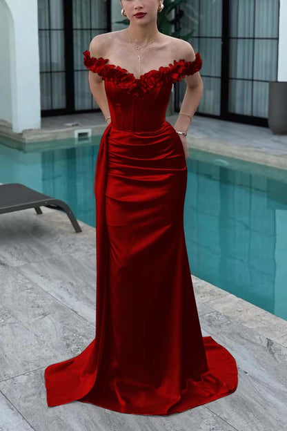 Elegant Yellow Sleeveless Prom Dress Slimming Train Pleated with Flower