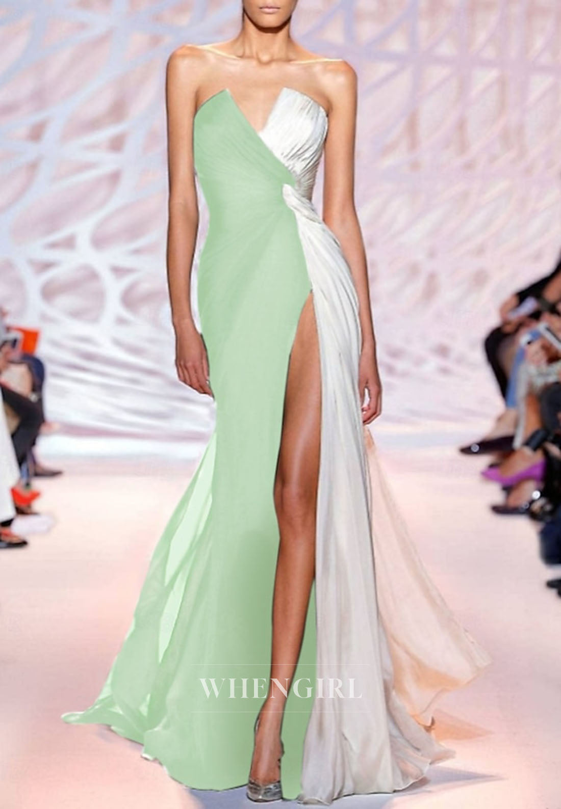 Mermaid V Neck Sleeveless High Slit Mother of the Bride Dress Evening Gown