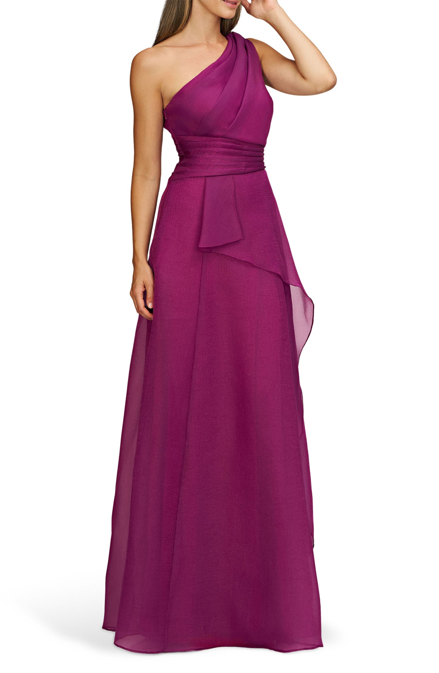 Violet Rose Ruffles One-ShoulderColumn Mother of the Bride Dress