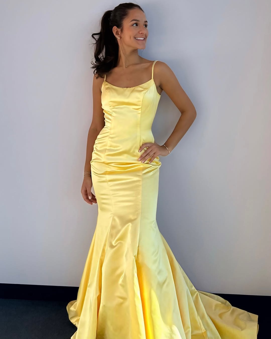 Mermaid Satin Prom Dresses Long Spaghetti Straps Party Gowns for Women