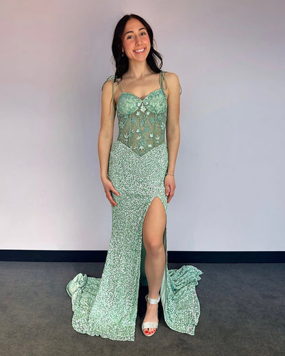 Mermaid Sweetheart Evening Dresses Long with Slit Backless Prom Gowns