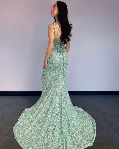 Mermaid Sweetheart Evening Dresses Long with Slit Backless Prom Gowns
