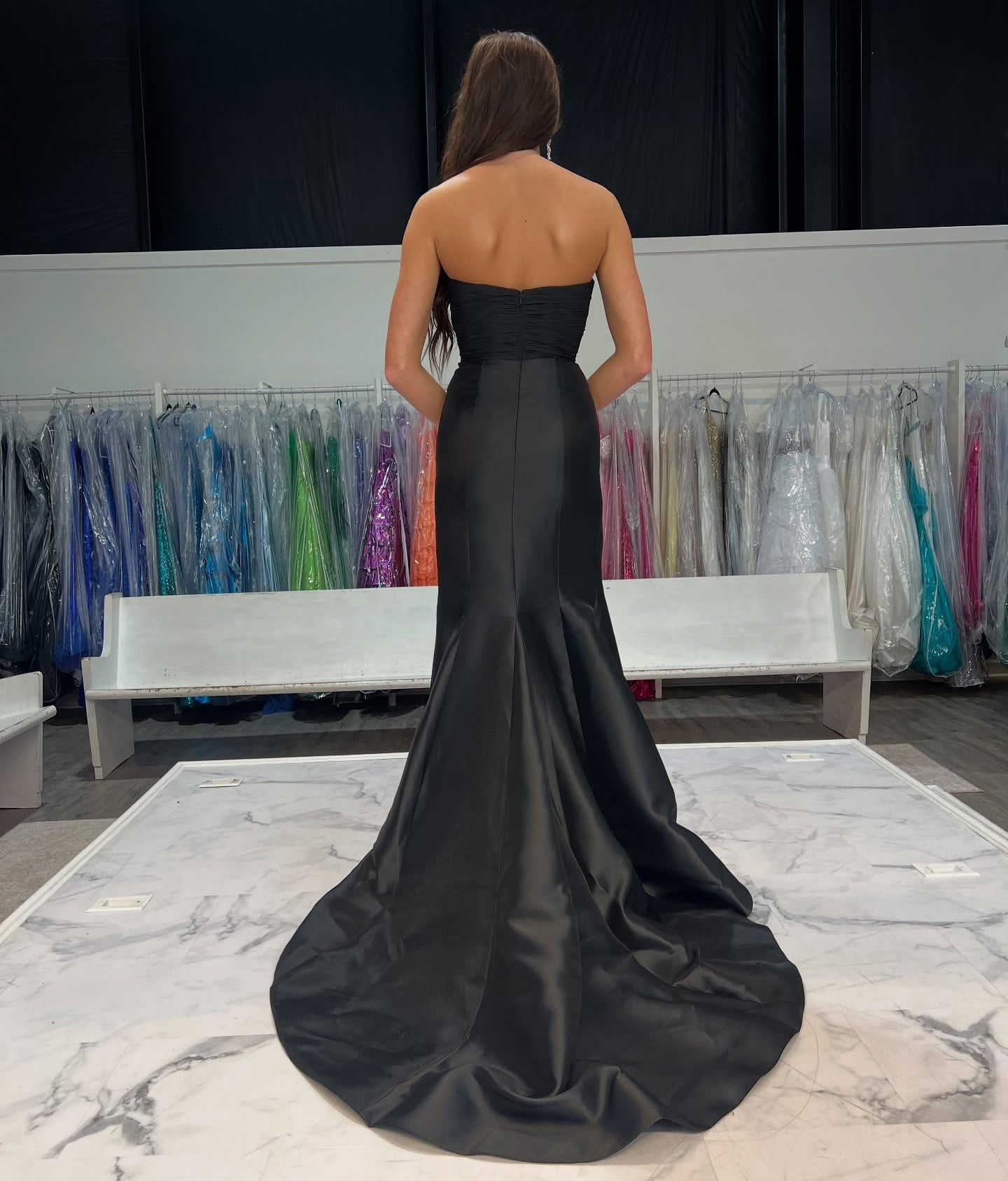 Black Satin Mermaid Evening Dresses Long Sweetheart Prom Gowns